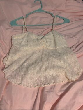 Cream Textured Smocked Cami Top